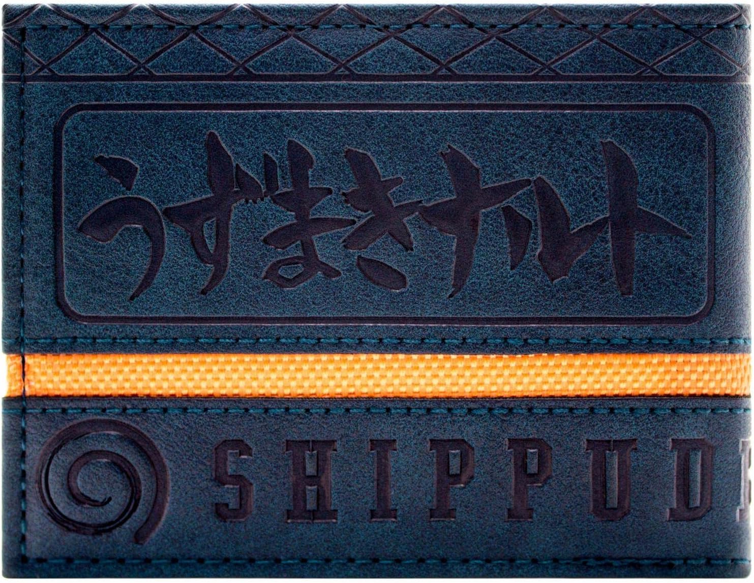 Portefeuille Naruto bi-fold bleu avec écusson Uzumaki Konoha en métal – Image 4