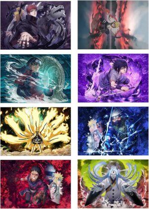 Lot de 8 affiches Naruto vintage sur papier 200 g/m²