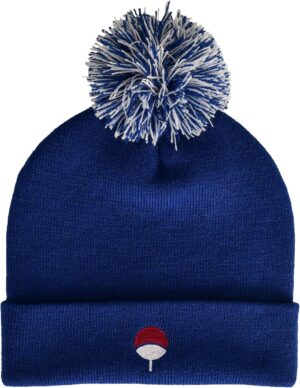 Bonnet Naruto Uchiha à pompon, double couche, marine