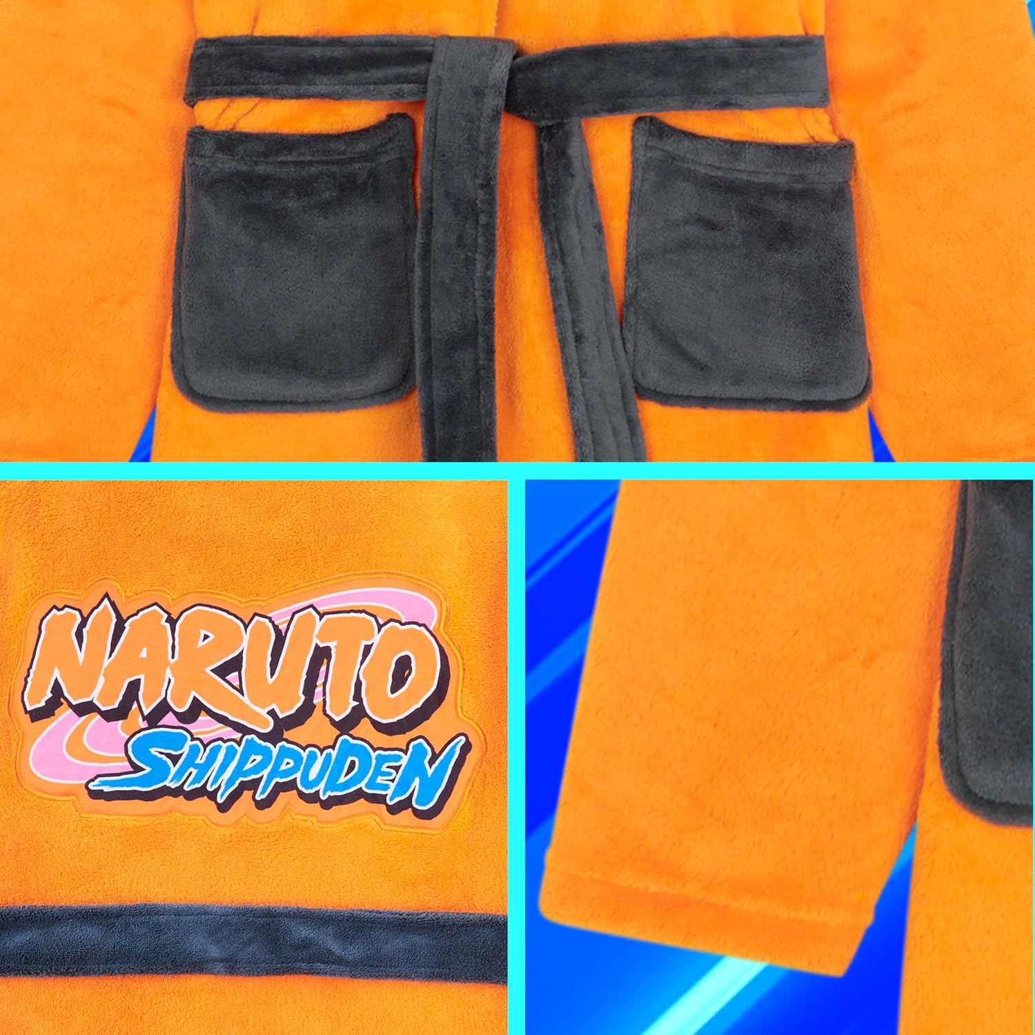 Peignoir Naruto Shippuden enfant polaire à capuche avec ceinture – Image 3