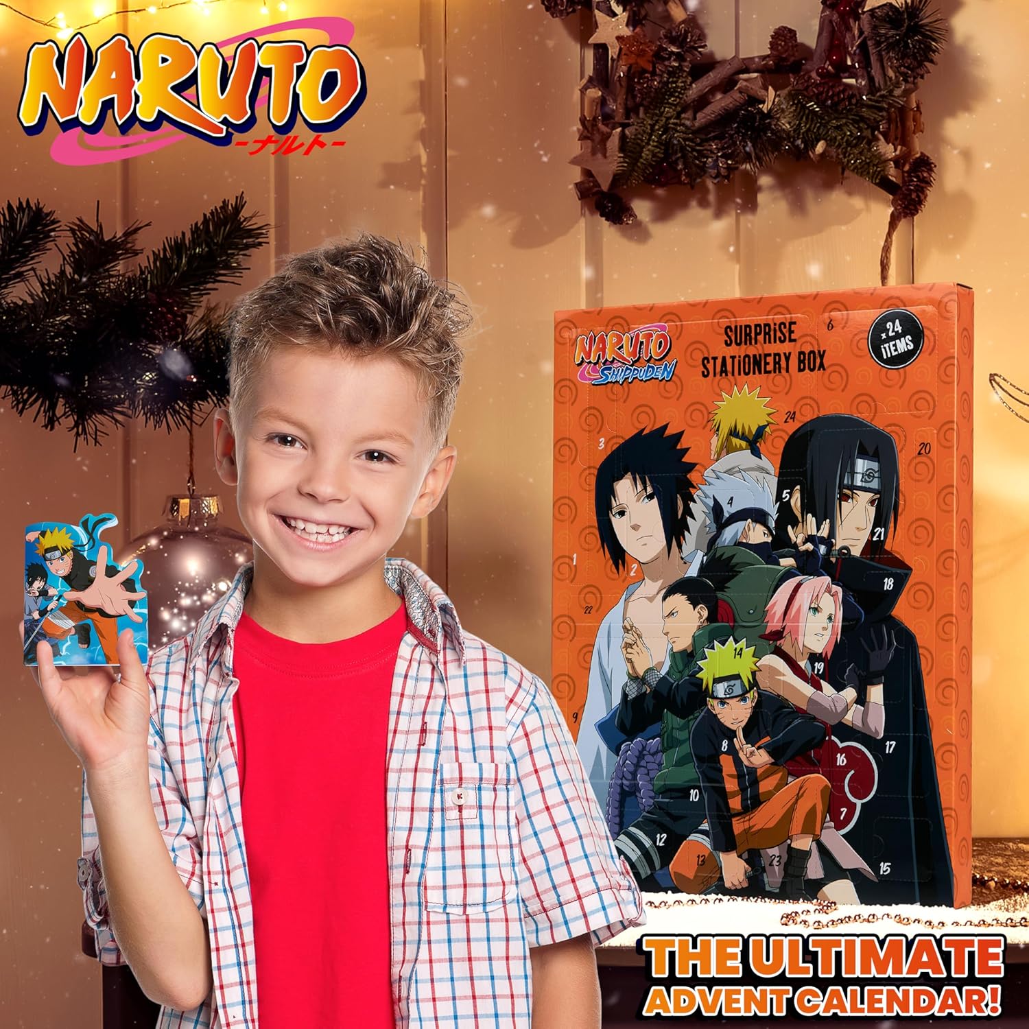 Calendrier de l'Avent Naruto 2025 orange avec 24 surprises papeterie – Image 4