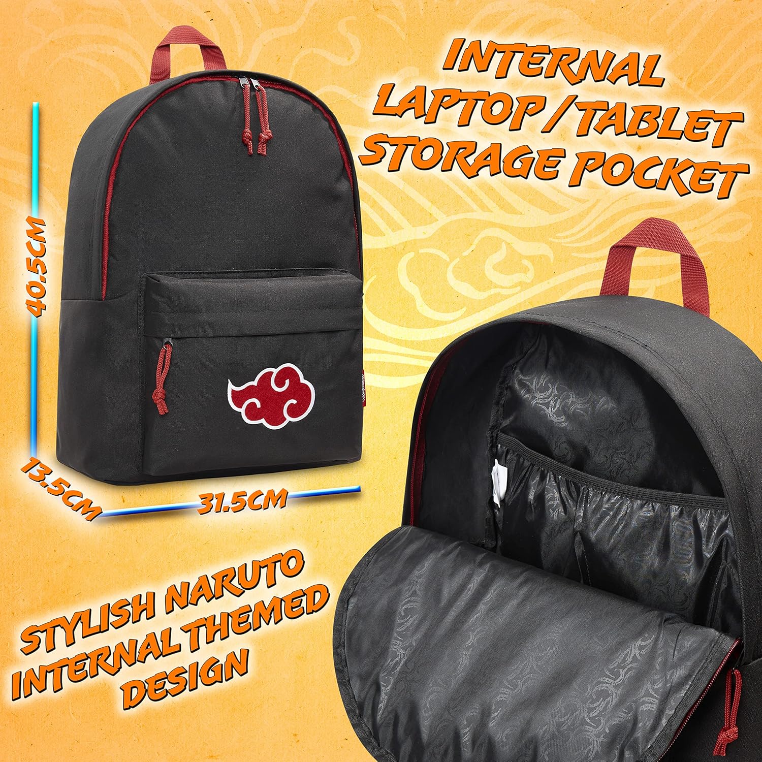 Sac à dos Naruto noir/rouge format 40,5 x 31,5 x 13,5 cm – Image 6
