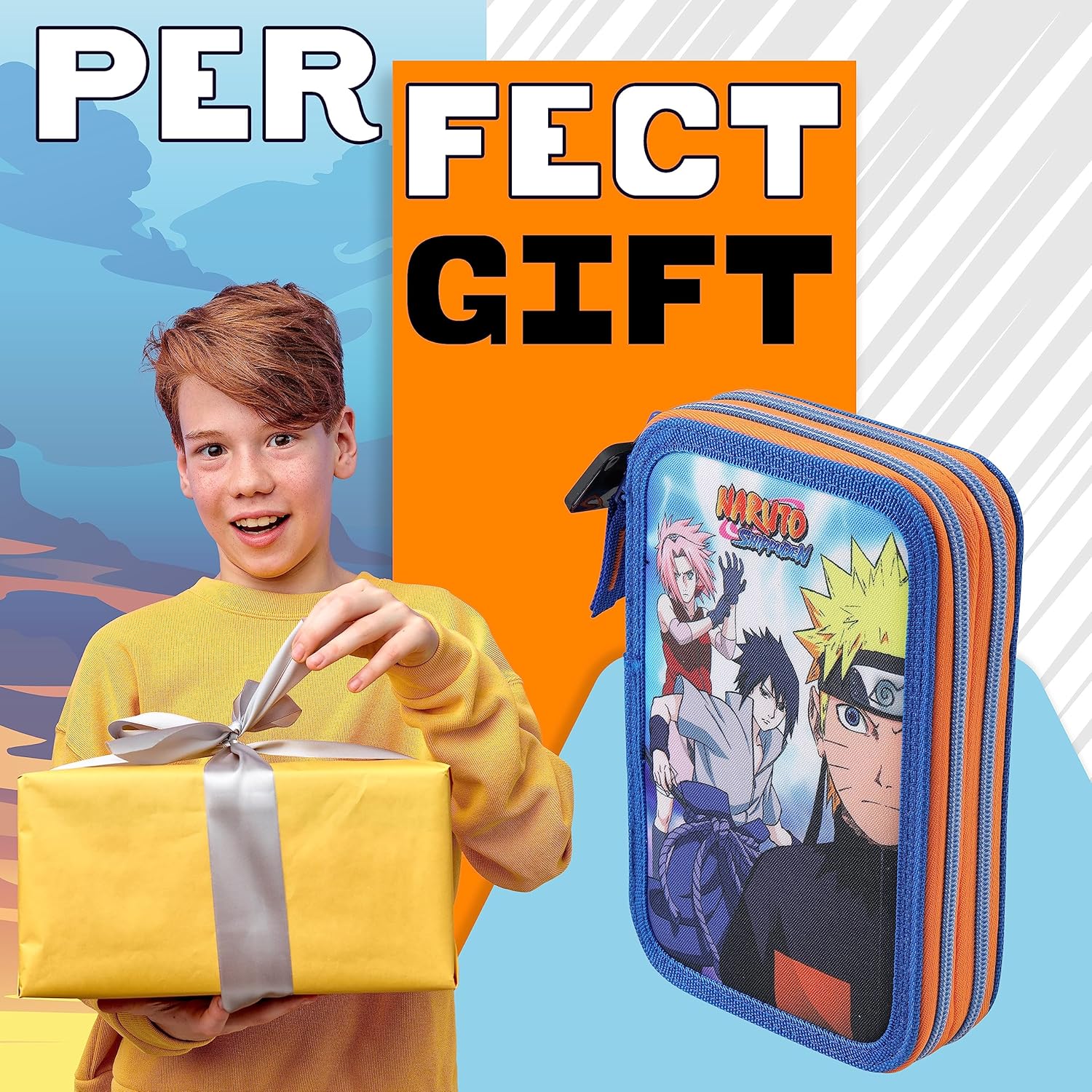 Trousse Naruto à 2 compartiments avec set de papeterie – Image 3