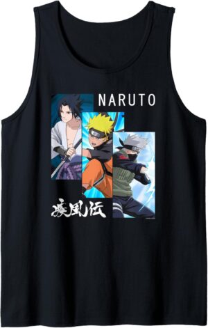 Débardeur Naruto Shippuden à 3 panneaux avec kanji