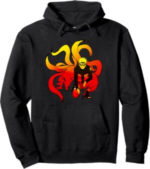 Sweat à capuche Naruto Shippuden Naruto et 9 queues, col tissé