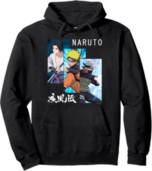 Sweat à capuche Naruto Shippuden kanji à 3 panneaux