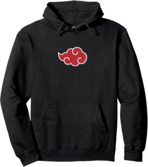 Sweat à capuche Naruto Shippuden au symbole Akatsuki nuage rouge centré