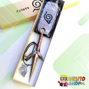 Coffret Naruto avec bandeau Konoha, collier et shuriken Minato