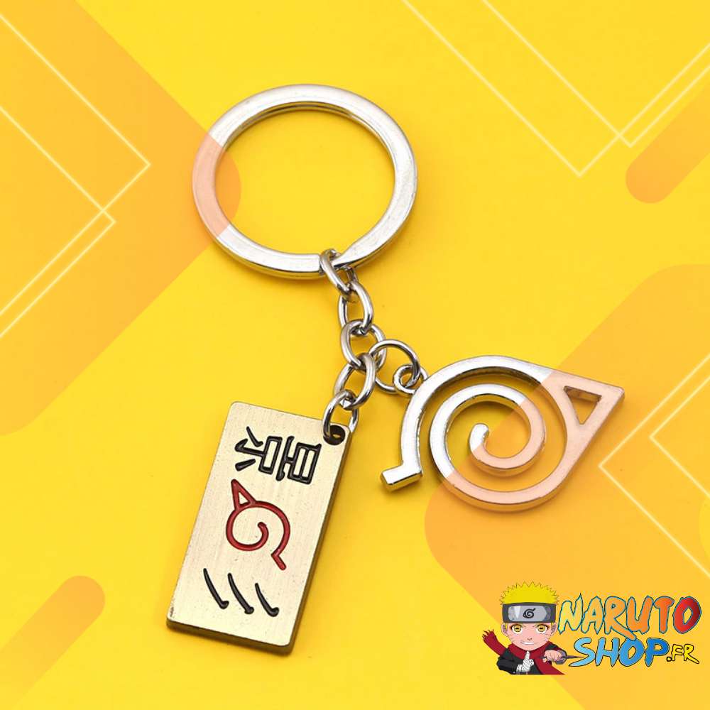 Porte-clés Naruto symbole de Konoha en alliage de zinc