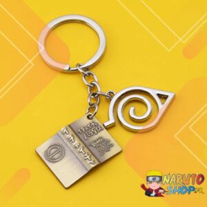 Porte-clés Naruto Kakashi avec livre et symbole de Konoha