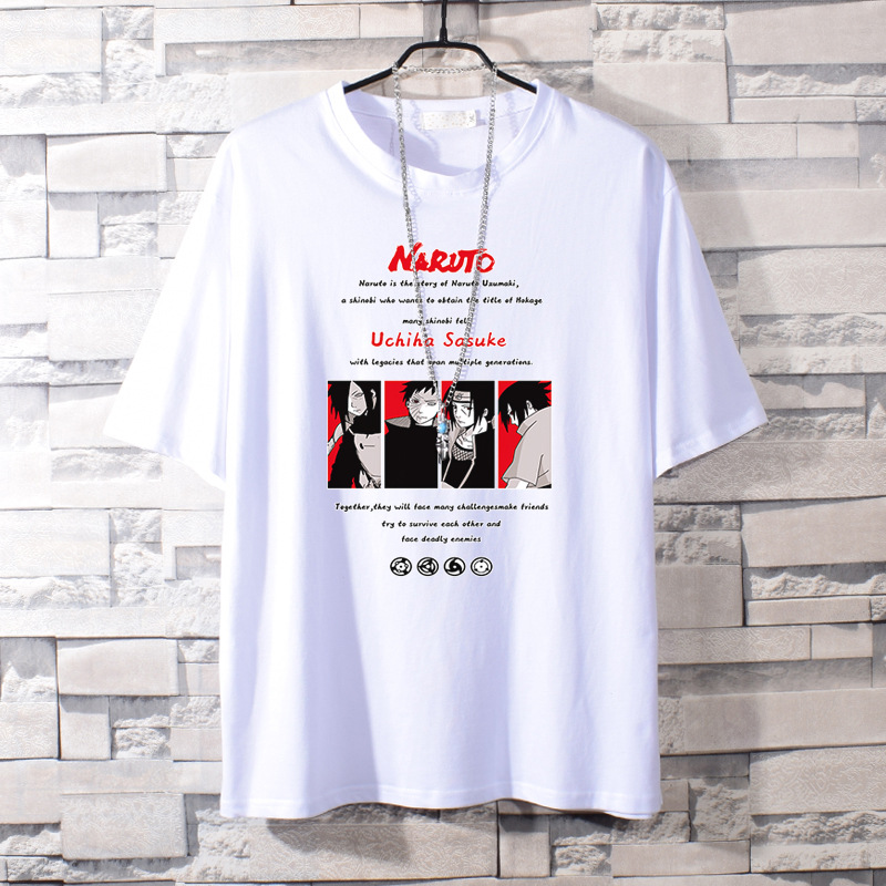 T-shirt Naruto Uchiha blanc en 100% coton – Image 2