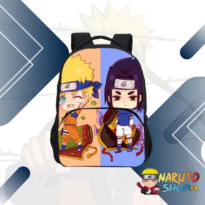 Sac à dos Naruto illustré de Sasuke et Naruto, style mignon