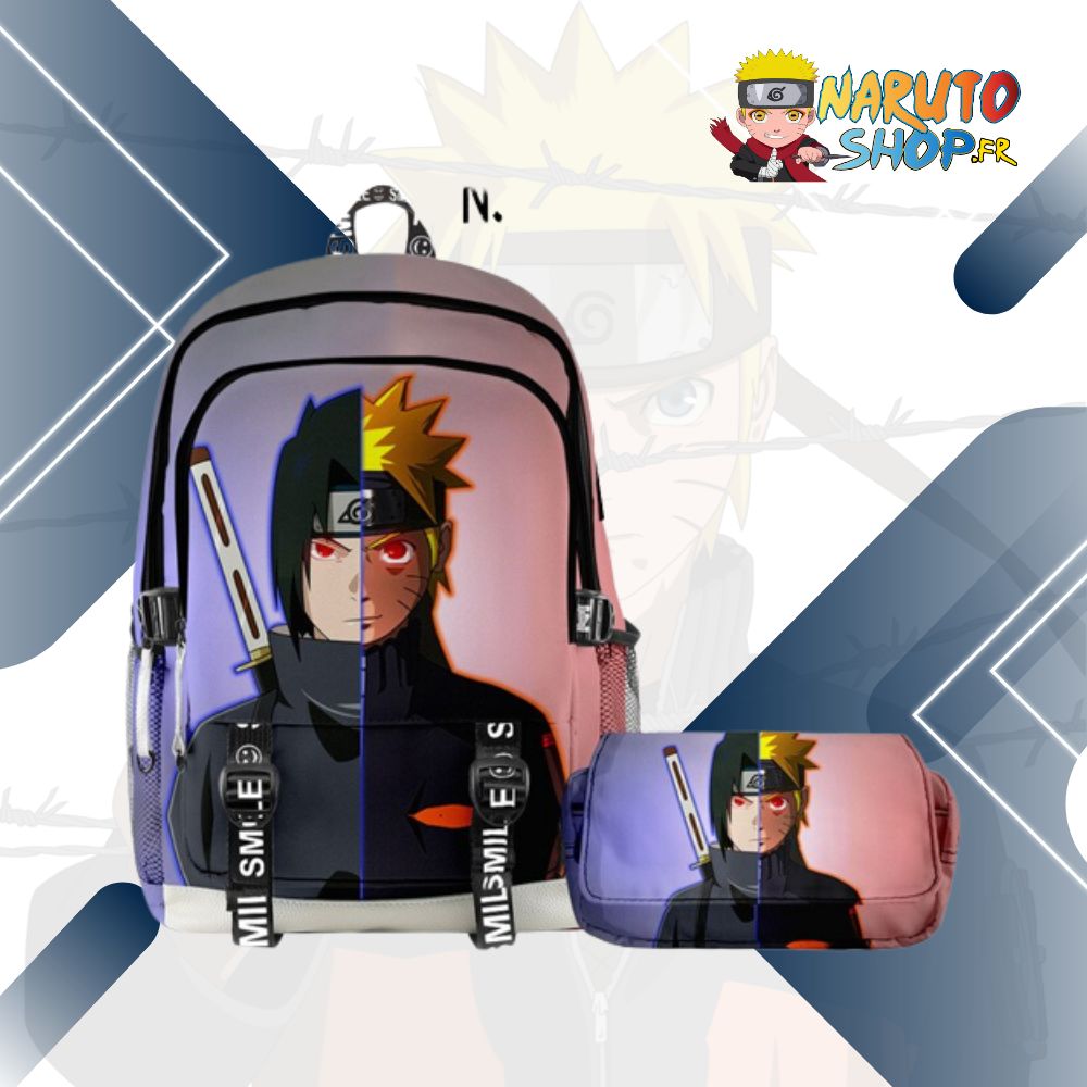 Sac à dos 2 pièces Naruto avec Itachi et Naruto, doublure en polyuréthane
