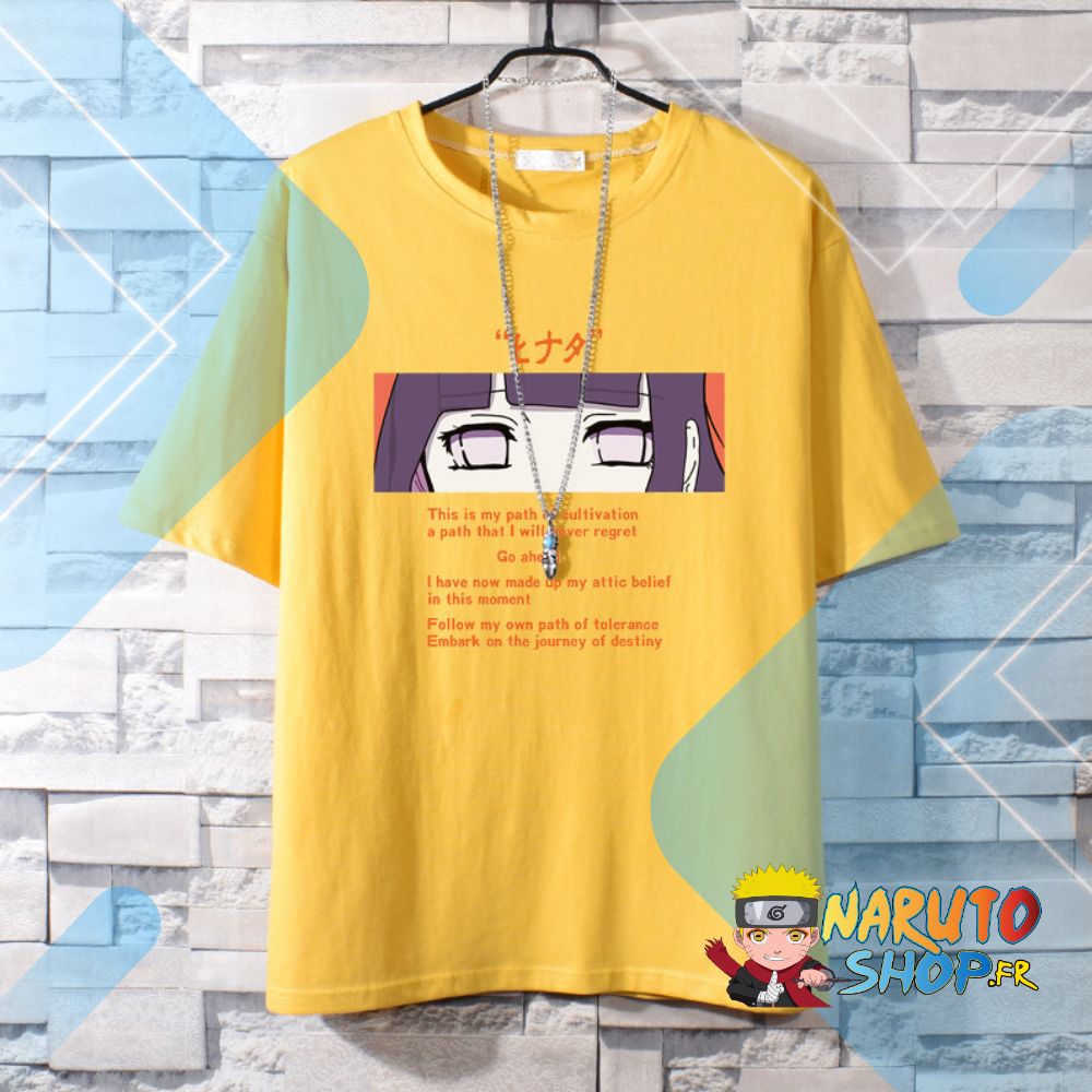 T shirt jaune Naruto Hinata en 100% coton