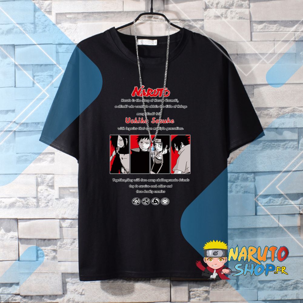 T-shirt Naruto Uchiha noir en 100% coton