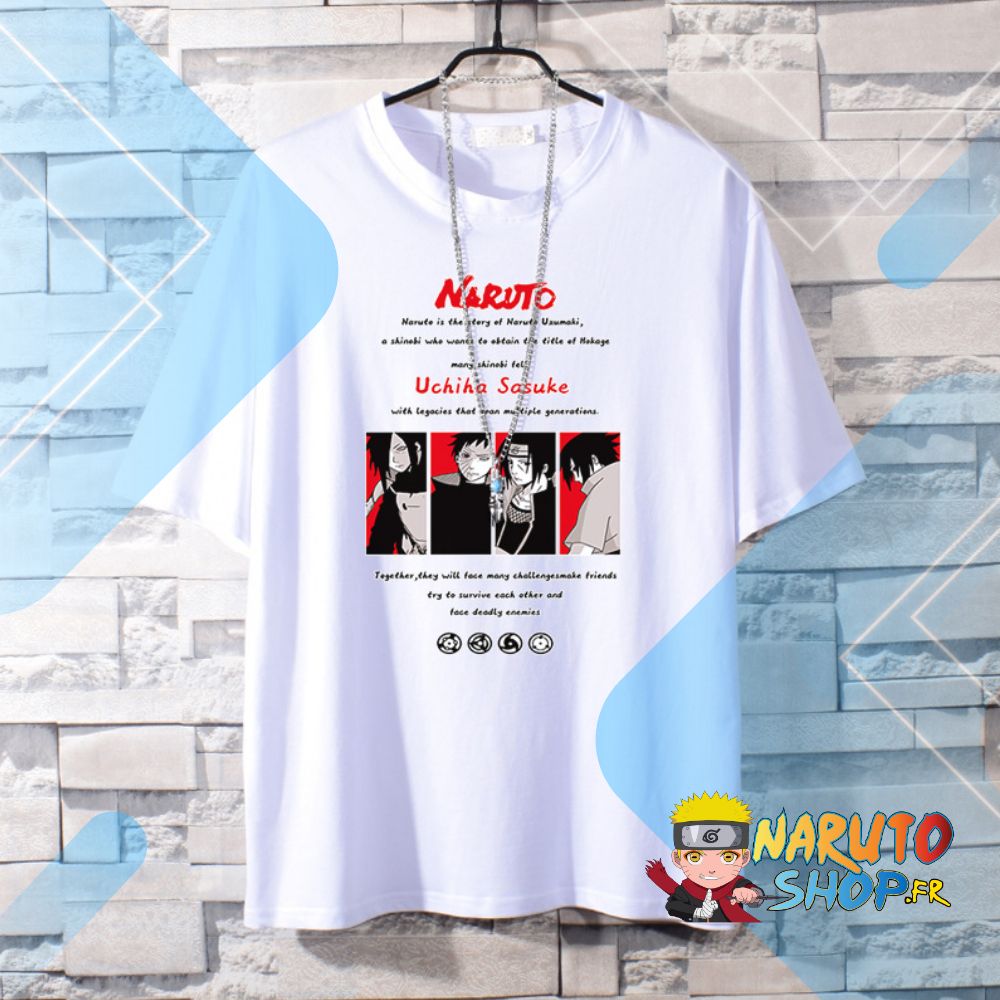 T-shirt Naruto Uchiha blanc en 100% coton