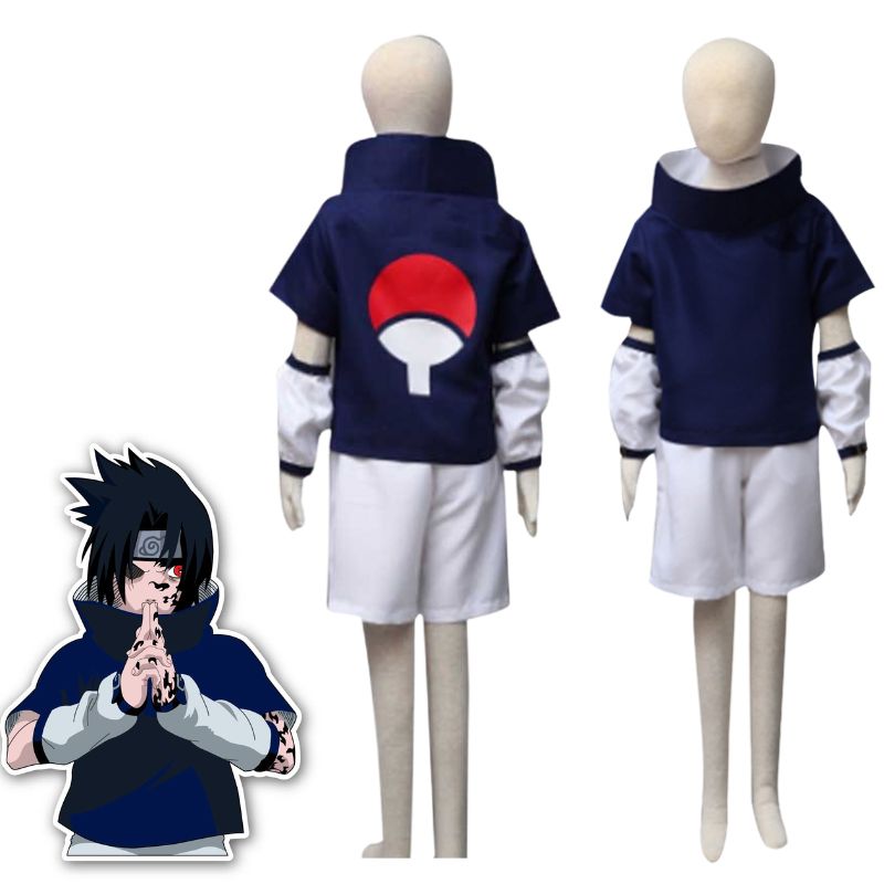 Cosplay Naruto Sasuke Uchiwa avec tenue et accessoires