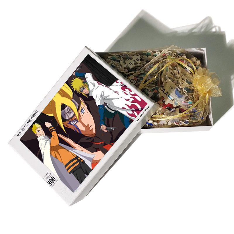 Puzzle quiz Naruto en bois 300 pièces avec Boruto, Naruto et Namikaze Minato – Image 3