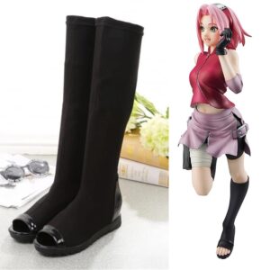 Bottes noires longues de cosplay Sakura Haruno - Naruto Shippuden