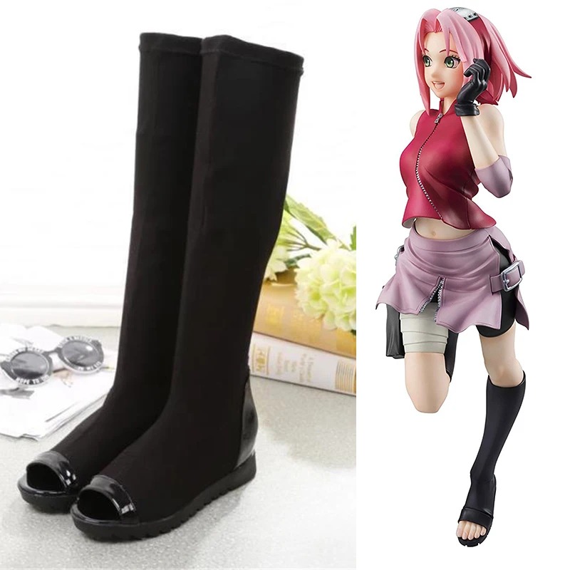 Bottes noires longues de cosplay Sakura Haruno - Naruto Shippuden