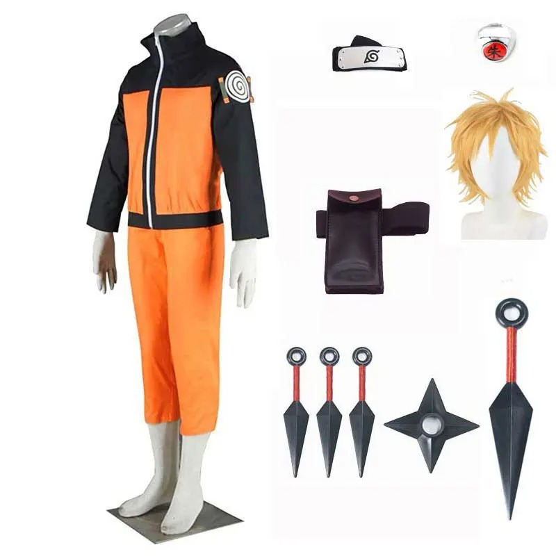 Cosplay Naruto Uzumaki avec tenue et accessoires