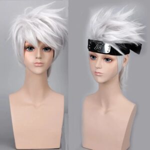 Perruque Cosplay Naruto - Kakashi Hatake aux Cheveux Blancs