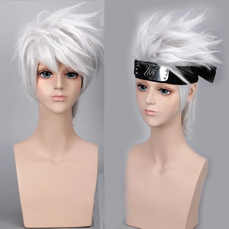 Perruque Cosplay Naruto - Kakashi Hatake aux Cheveux Blancs
