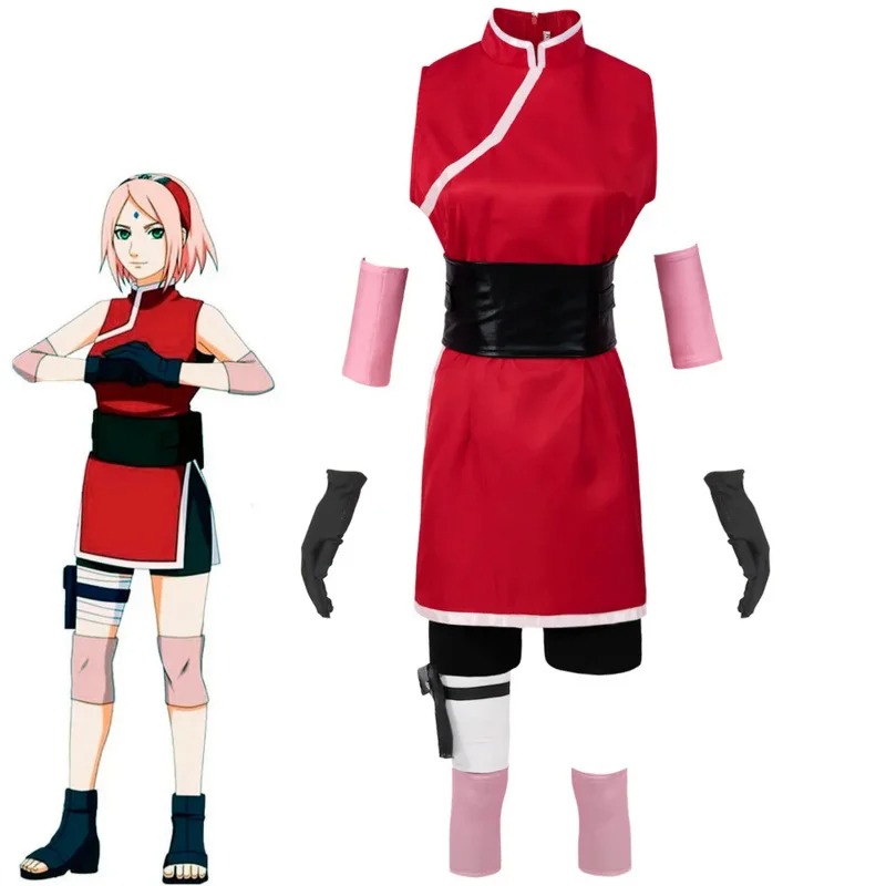 Cosplay Sakura Haruno Naruto Shippuden, costume 11 pièces