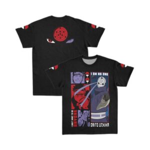 T-shirt unisexe Uchiha Obito Rinnegan manches imprimées