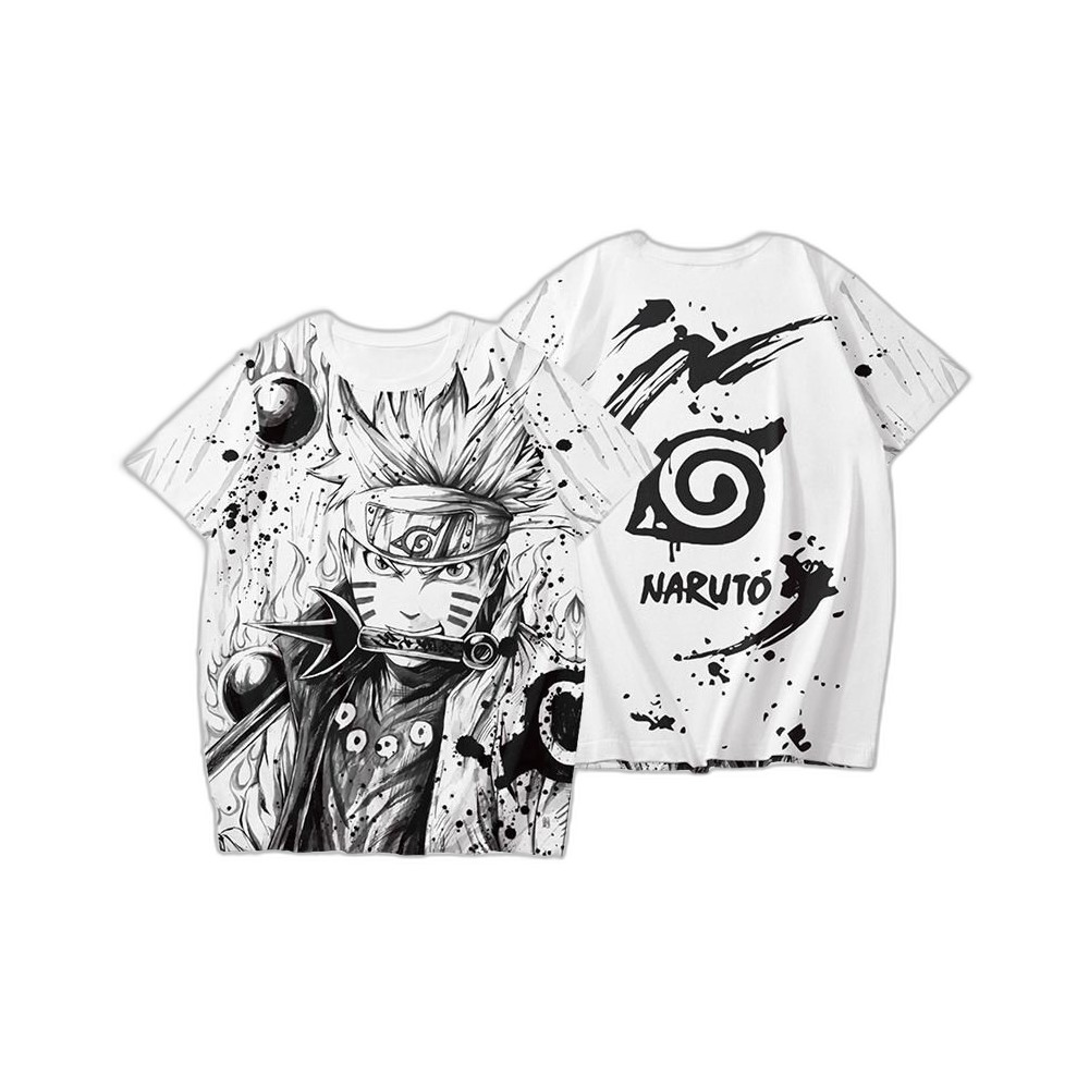 T-shirt unisexe imprimé 3D rétro manga Naruto hip hop