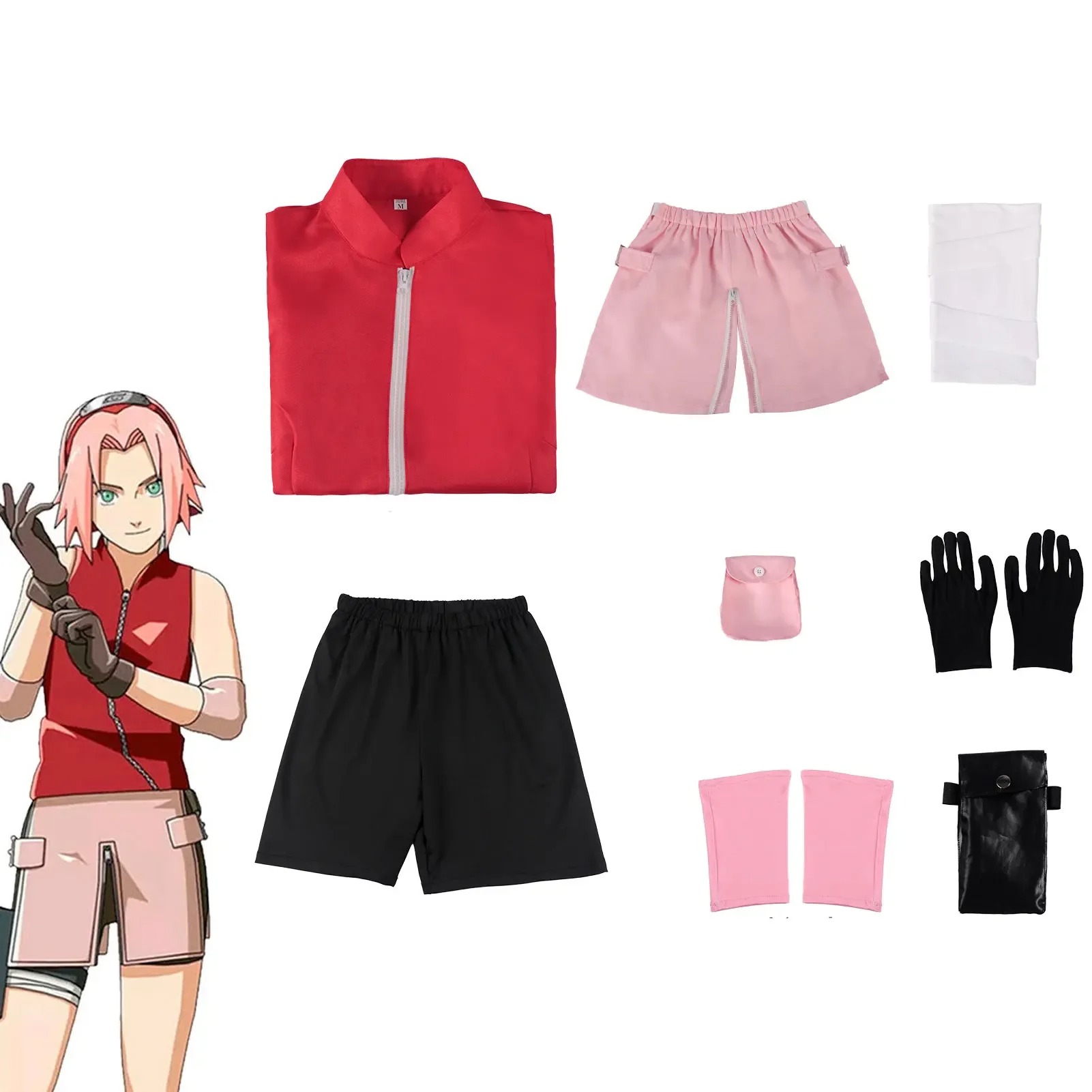 Déguisement Sakura Haruno 11 pièces - Ninja Médecin Naruto Shippuden – Image 2
